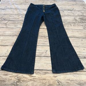 Like new! Michael Kors Dark Wash Button Fly Selma Flare jeans size 10